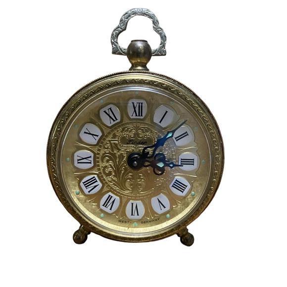 Vintage Linden West German Round Filigree Alarm Clock Gold - Picture 10 of 16